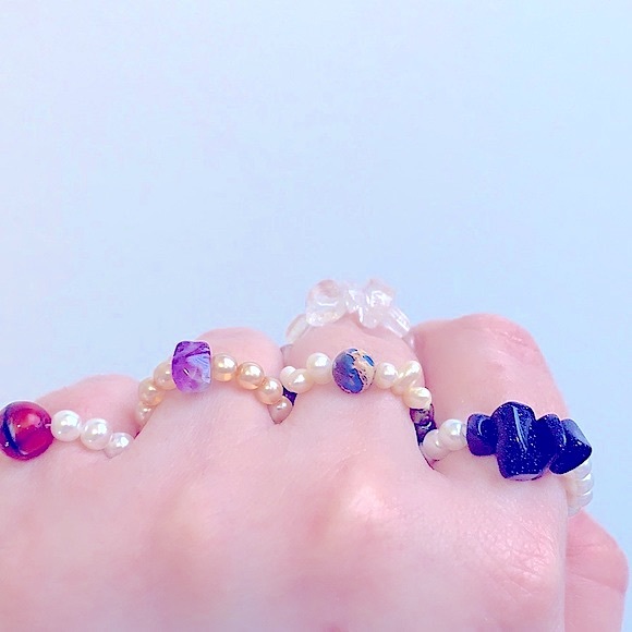 Custom Stretchy Rings [Set of 4]»Soul Embellishments Natural Healing Gemstones - Picture 15 of 16